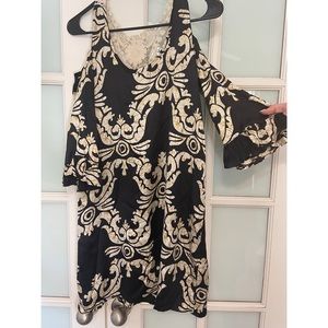 VINTAGE Silk Dress W Lace Back